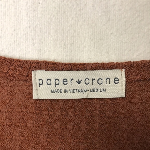 Paper Crane Women’s Pullover Top M Rust color with Peplum Long Sleeves Soft Boho - Picture 4 of 10